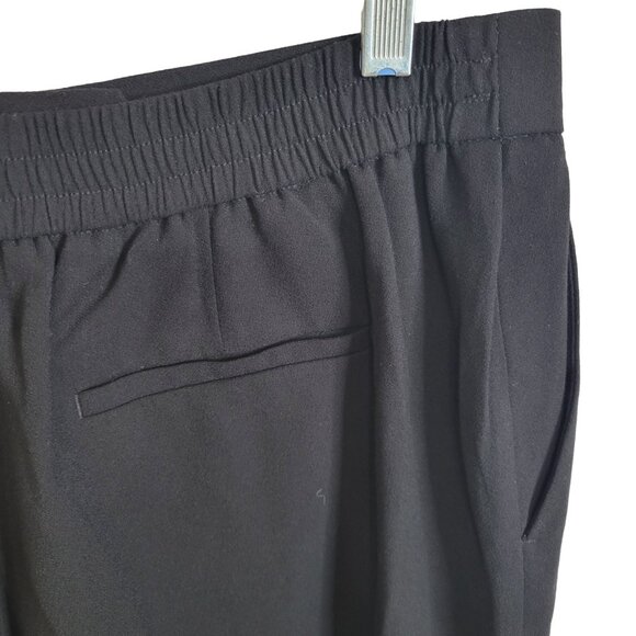 Ann Taylor Sz LP L Petite Pants Cropped Stretch Waist Zip Lace Fringe Hem Black - Picture 12 of 12